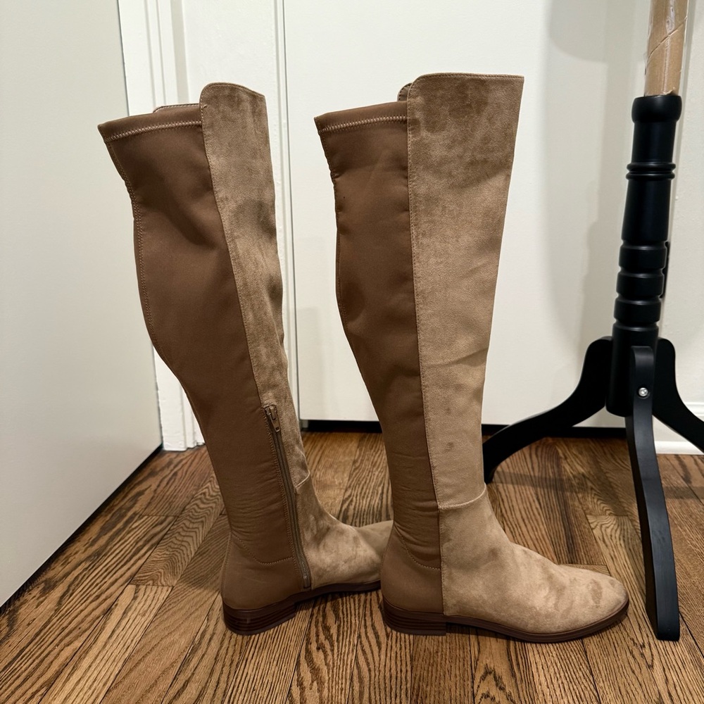 Suede Over-the-Knee Boots - Tan - Picture 4 of 6